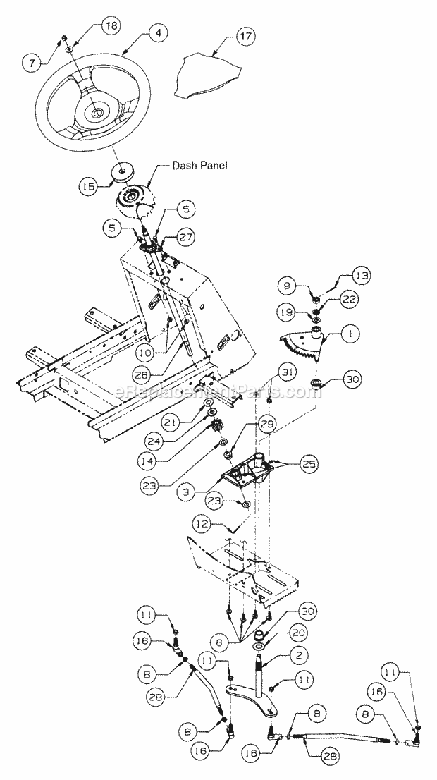 Steering Diagram and Parts List for 2176 13A-274G100 Cub Cadet Lawn Tractor